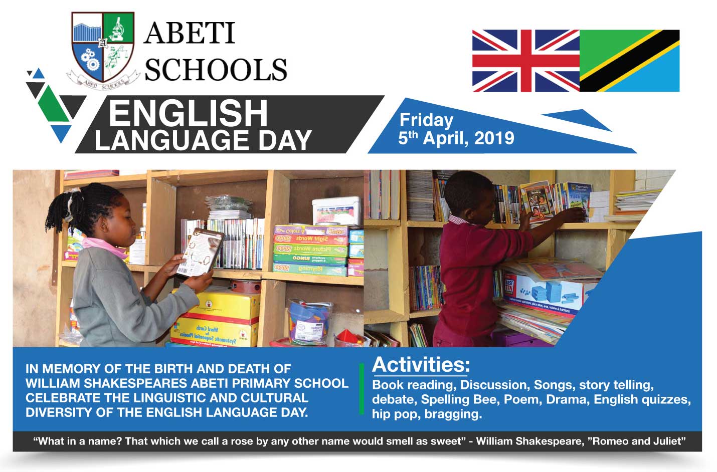 English Language Day, Friday 5th April 2019